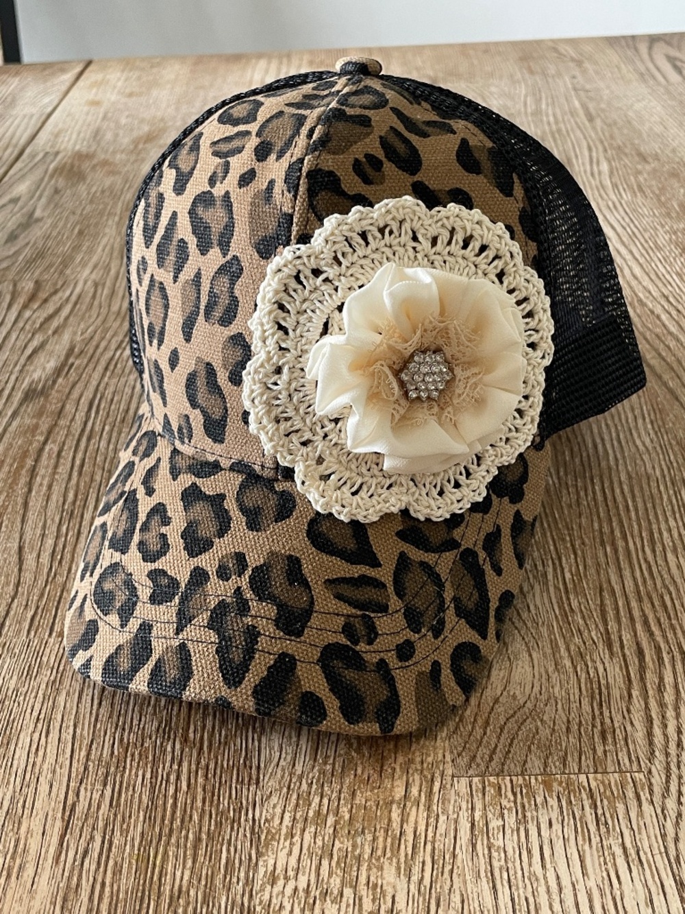 Womens Hats, Womans Bling Rhinestone Cap, Trucker Style Hat, Suede Hat, Leopard